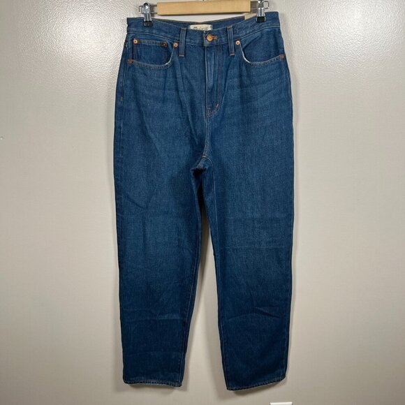 Madewell Baggy Straight Jeans Size 28 Dark Worn Indigo Wash High Rise Slouchy - Picture 1 of 15